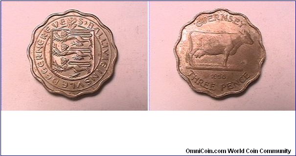 BALLIVIEINSVLE DEGERNEREVE
GUERNSEY 1956
THREE PENCE