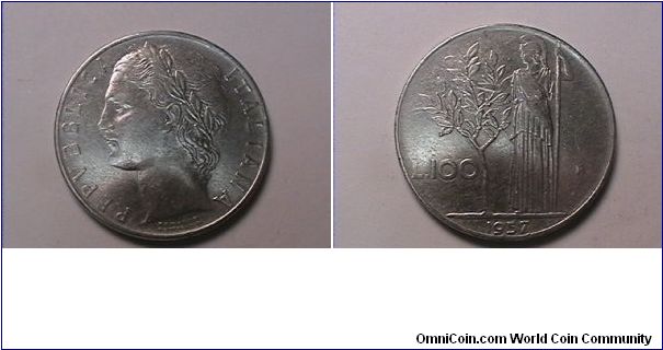 REPVBBLICA ITALIANA
1957-R
100 LIRA