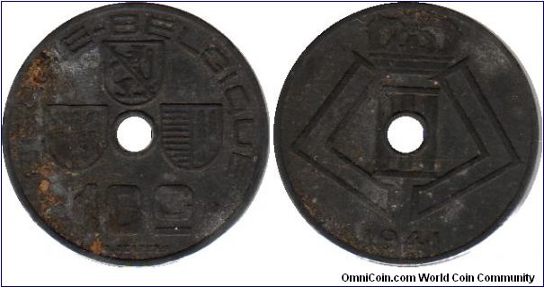 10 centimes - German occupation - Dutch legend