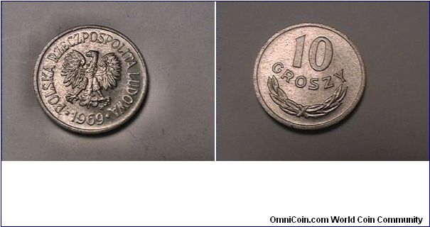 POLSKA RZECZPOSPOLITA LUDOWA
10 GROSZY 1969-MW
alum