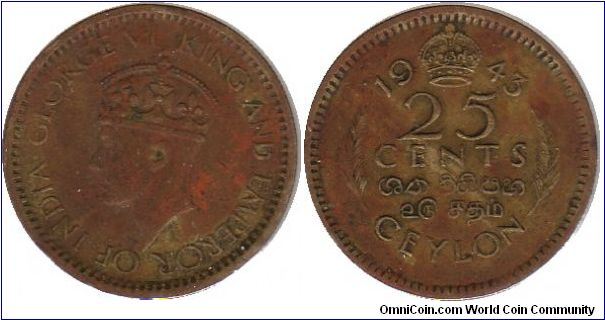 Ceylon - 25 cents