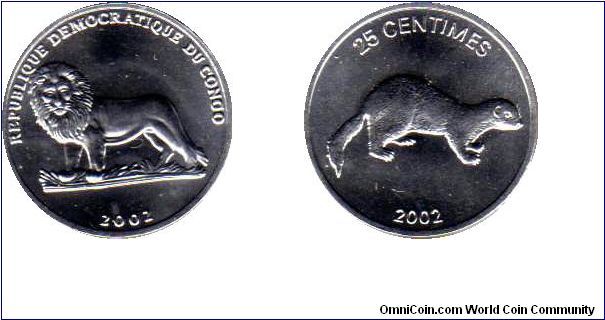 Congo Democratic Republic 25 centimes - weasel