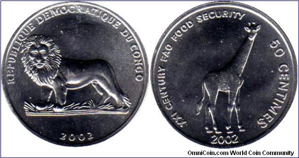 Congo Democratic Republic 50 centimes - giraffe