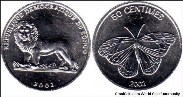 Congo Democratic Republic 50 centimes - butterfly