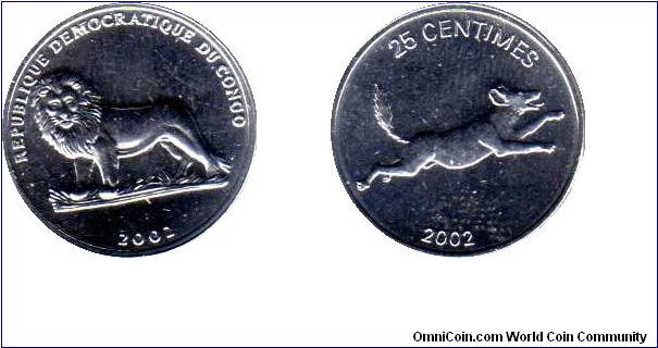 Congo Democratic Republic 25 centimes - wild dog