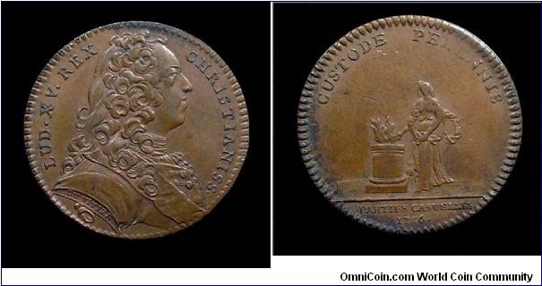 Louis XV - Custode perennis (Parties casuelles). Copper - mm. 29 - By Duvivier