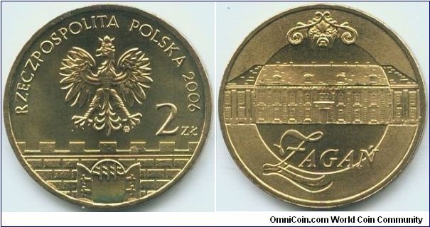 Poland, 2 zlote 2006.
Historical Cities in Poland - Zagan.