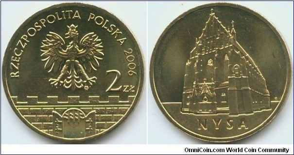 Poland, 2 zlote 2006.
Historical Cities in Poland - Nysa.