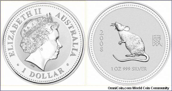 Preview image of the new 2008 silver 'Year of the Rat' bullion coin. As at 23rd July 2007, we are expecting our first delivery any day now.
