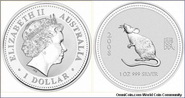 Preview image of the new 2008 silver 'Year of the Rat' bullion coin. As at 23rd July 2007, we are expecting our first delivery any day now.
