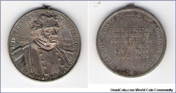 USA
MEDALLION OF SOME SORT 
LIEUT.GENERAL
WINFIELD SCOTT

HERO OF THE MEXICAN WAR