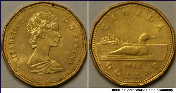 1 dollar, Canadian loonie, 26.5 mm, bronze-electroplated nickel