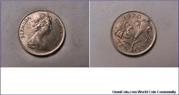 BERMUDA ELIZABETH II
TEN CENTS
copper nickel