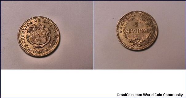 REPUBLICA DE COSTA RICA
5 CENTIMOS
brass
1940-GCR