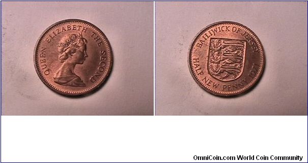 QUEEN ELIZABETH THE SECOND
BAILIWICK OF JERSEY
HALF NEW PENNY
bronze