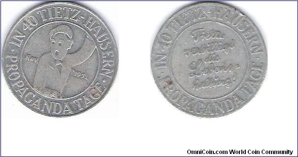 GERMAN TOKEN OF SOME SORT DATED 1931
ALUMINUM