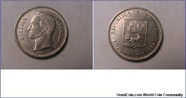 BOLIVAR LIBERTADOR
REPUBLICA DE VENEZUELA 50 CENTIMOS
nickel