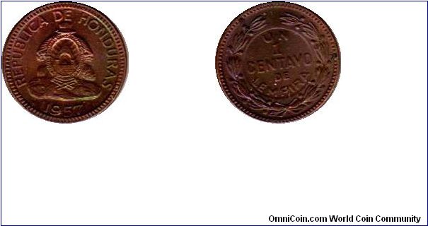 1 centavo - red/green patina