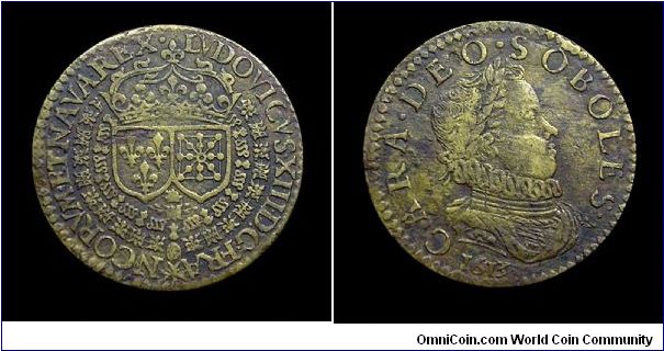 Louis XIII - Cara Deo Soboles - French copper jetton - Mm. 25