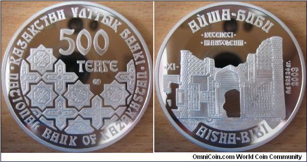 500 Tenge - Aisha-Bibi mausoleum - 24 g Ag 925 - mintage 3,000
