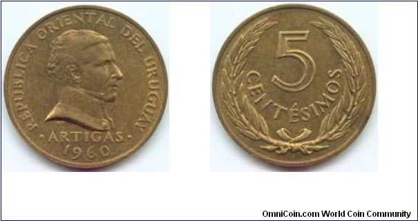 Uruguay, 5 centesimos 1960.
Artigas.
