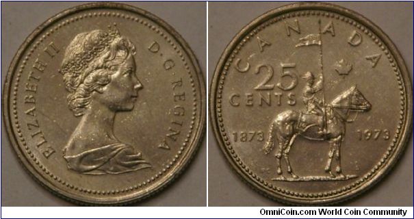 25 cents, Mounted Police centennial, 24 mm, Ni