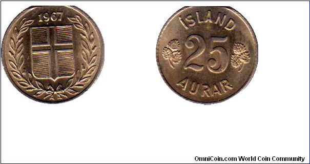 25 aurar - slightly clipped planchet