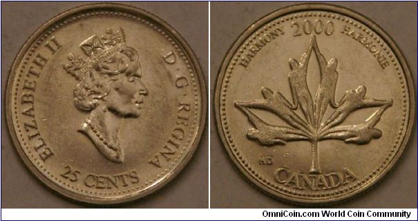 25 cents, millennium - harmony, 24 mm, Ni