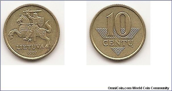 10 Centu
KM#106
2.6700 g., Brass, 17 mm. Obv: National arms Rev: Value Edge:
Reeded