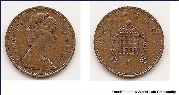 1 Penny
KM#927
3.5600 g., Bronze, 20.32 mm. Ruler: Elizabeth II Obv: Young
bust right Rev: Crowned portcullis