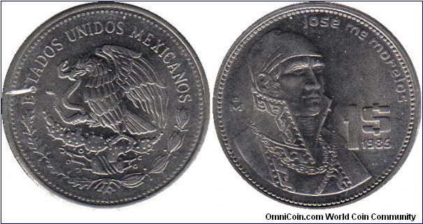 1 Peso - Jose Morelos y Pavon - War of Independence Commander.