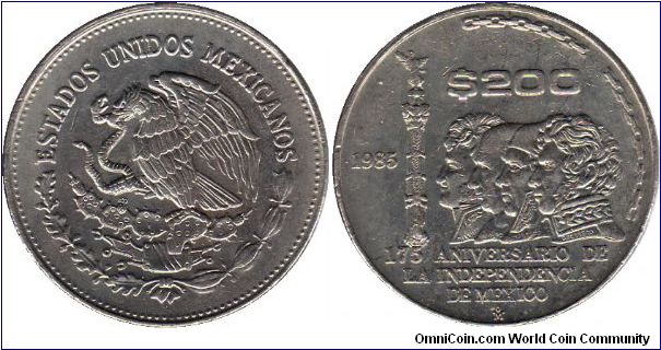 200 Pesos - 175th anniversary of Mexican Independence - Allende, Hidalgo, Morelos, Guerrero