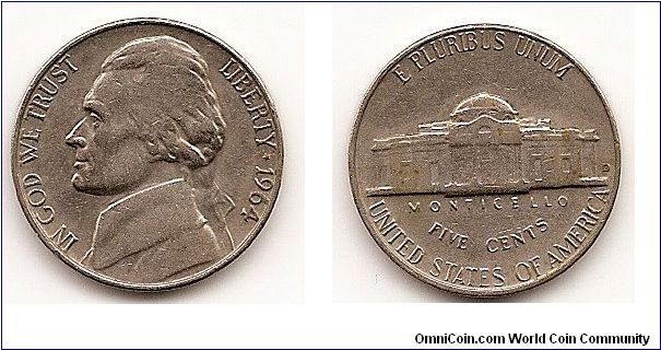 5 Cents
KM#A192
COPPER-NICKEL 19.53 mm. 5.0000 g. Designer: Felix Schlag Notes:
KM#192 design and composition resumed. The 1979-S and 1981-S Type II proofs have
clearer mint marks than the Type I proofs of those years.
