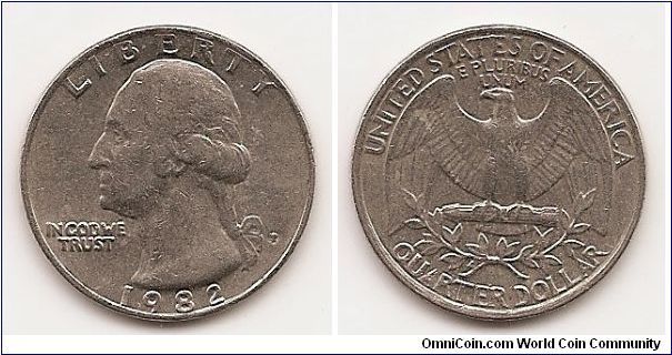 Quarter
KM#A164a
COPPER-NICKEL CLAD COPPER 24.3 mm. 5.6700 g. Notes:
KM#164 design and composition resumed. The 1979-S and 1981 Type II proofs have
clearer mint marks than the Type I proofs for those years.