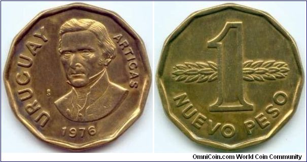 Uruguay, 1 nuevo peso 1976.
Artigas.