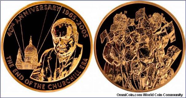 This Churchill medallion by The Royal Mint is unusual in that it is a modern piece, and this gives it a degree of rarity value. Large diameter at 65 mms, weighing almost 10 ounces. Number 34 of only 40 piece issue limit. Issued for the 40th anniversary of his death.