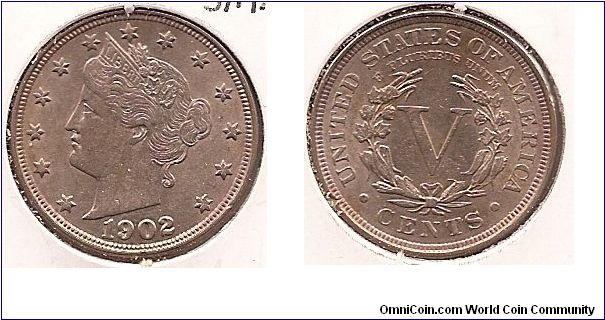 1902 Liberty Head Nickel - AU