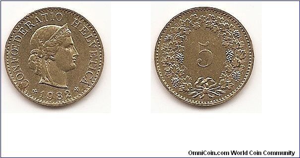 5 Rappen
KM#26c
2.0000 g., Aluminum-Brass, 17.1 mm. Obv: Crowned head right
Rev: Value within wreath Edge: Plain