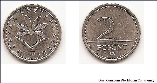 2 Forint
KM#693
3.1000 g., Copper-Nickel, 19 mm. Obv: Native flower:
Colchicum Hungaricum Rev: Denomination