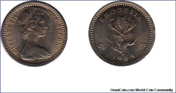 6 pence/5 cents - broken from set