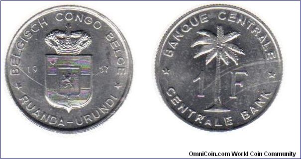 Ruanda-Urundi (Rwanda and Burundi) - 1 Franc