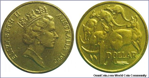 Australia 1995 1 dollar. Nice grade found in circulation.