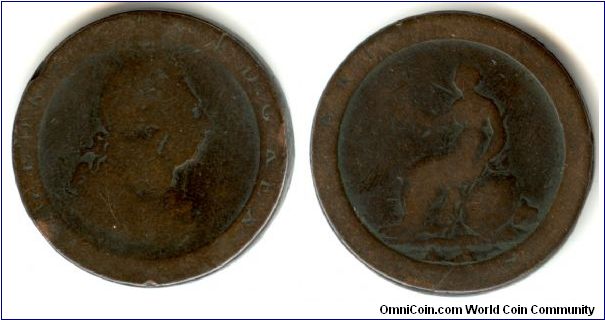 A worn cartwheel penny