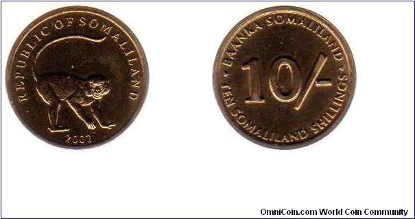 Somaliland 10 shillings - monkey
