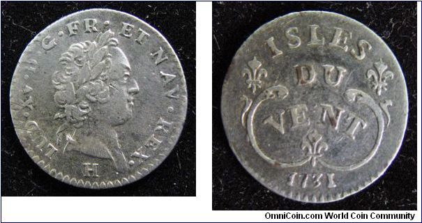 1731 H (La Rochelle) Isles du vent (Windward Islands) 12 sols