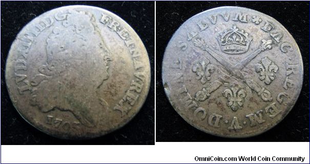 1705 A 10 sols aux insignes (Louis XIV)
