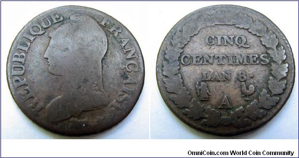 AN 8 (1799-1800) 5 centimes