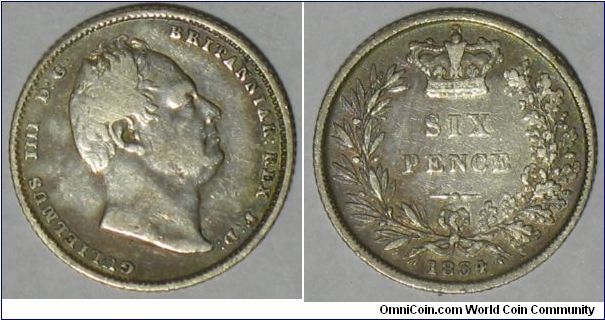 1834 Six Pence in gF condition. This is the oldest coin I have in my collection.