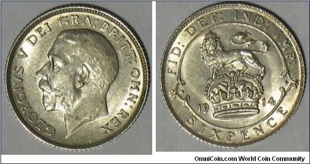 An uncirculated 1914 Six Pence. A great looking coin and another of my favorites.