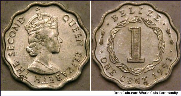 1 cent, Scalloped edge,20 mm, Al